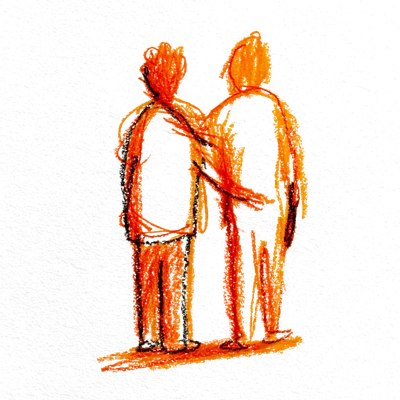 寄り添う2人のイラスト